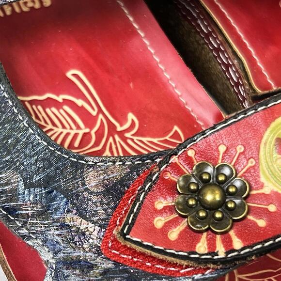 L'Artiste Sandals Women's Size EU 38 Red Tiffinal Wedge Leather VGUC Sz 7.5 - Picture 2 of 9